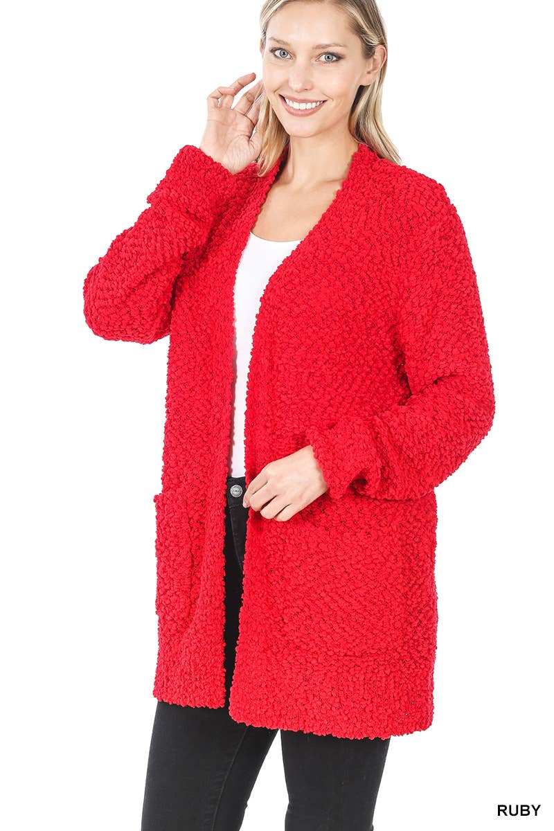 42POPS - Wholesale Cardigan - Women's - Popcorn Sweater Cardigan w/ Pockets19
