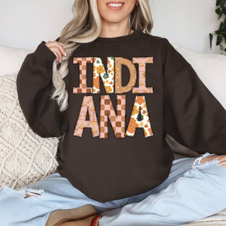 Enid and Elle - Wholesale Graphic Sweatshirt - Women's - Indiana Fall boho Sweatshirt1
