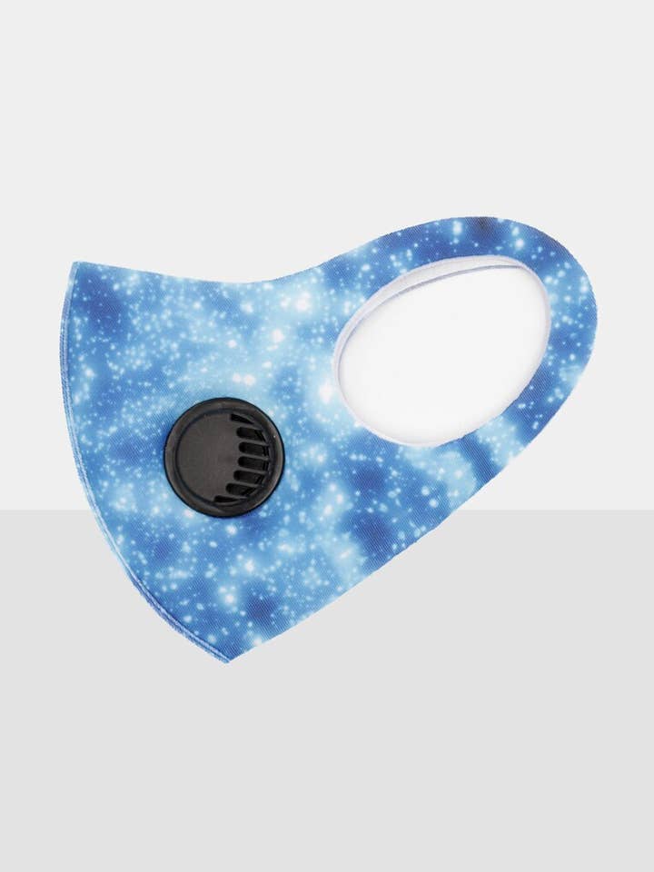 Blue Galaxy Print Filtered Face Mask - Kelsea for wholesale by Femme Luxe