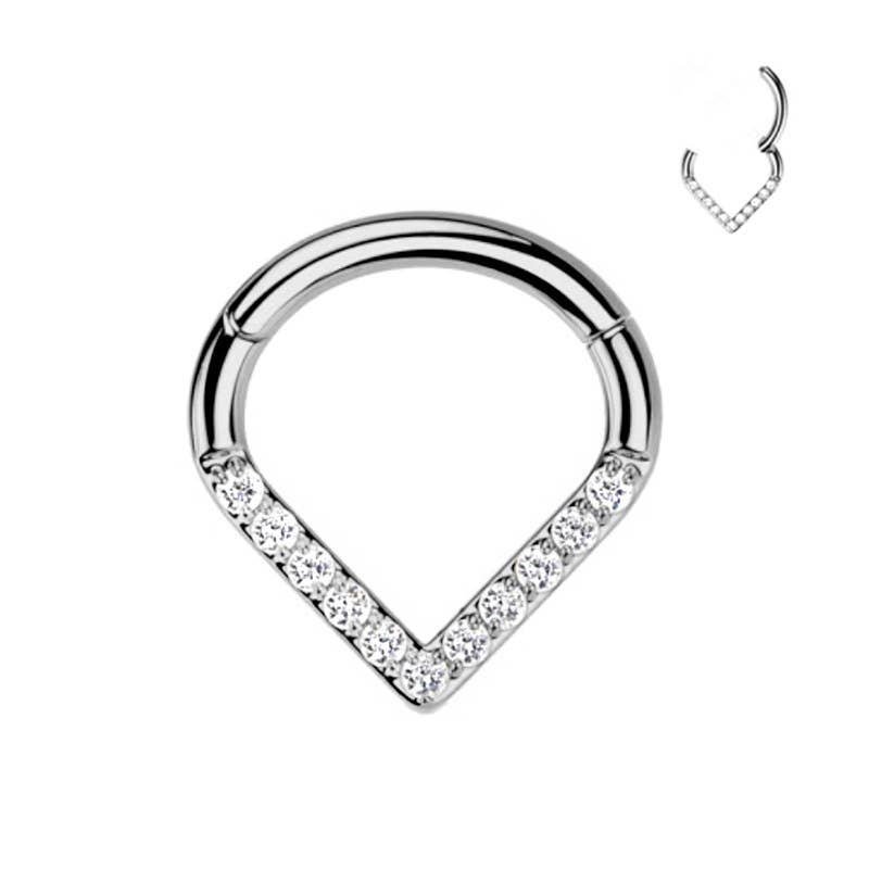 AMORINO SRL - Wholesale Nose Ring - DROP-SHAPED CLICKER HOOP PIERCING WITH ZIRCONIA0