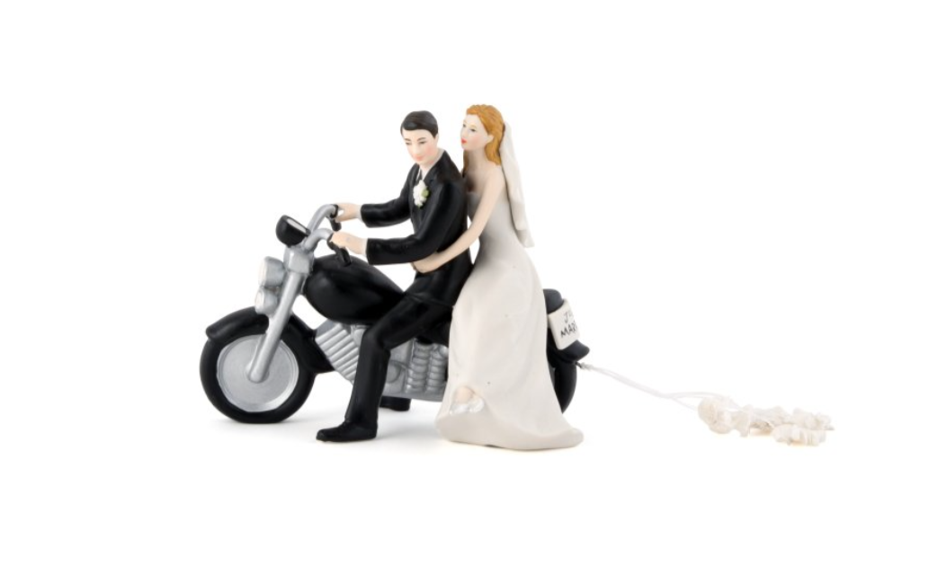 Weddingstar Inc. – Estatueta decorativa por atacado – Estatueta de casal de noivos de motocicleta “Get-away”1