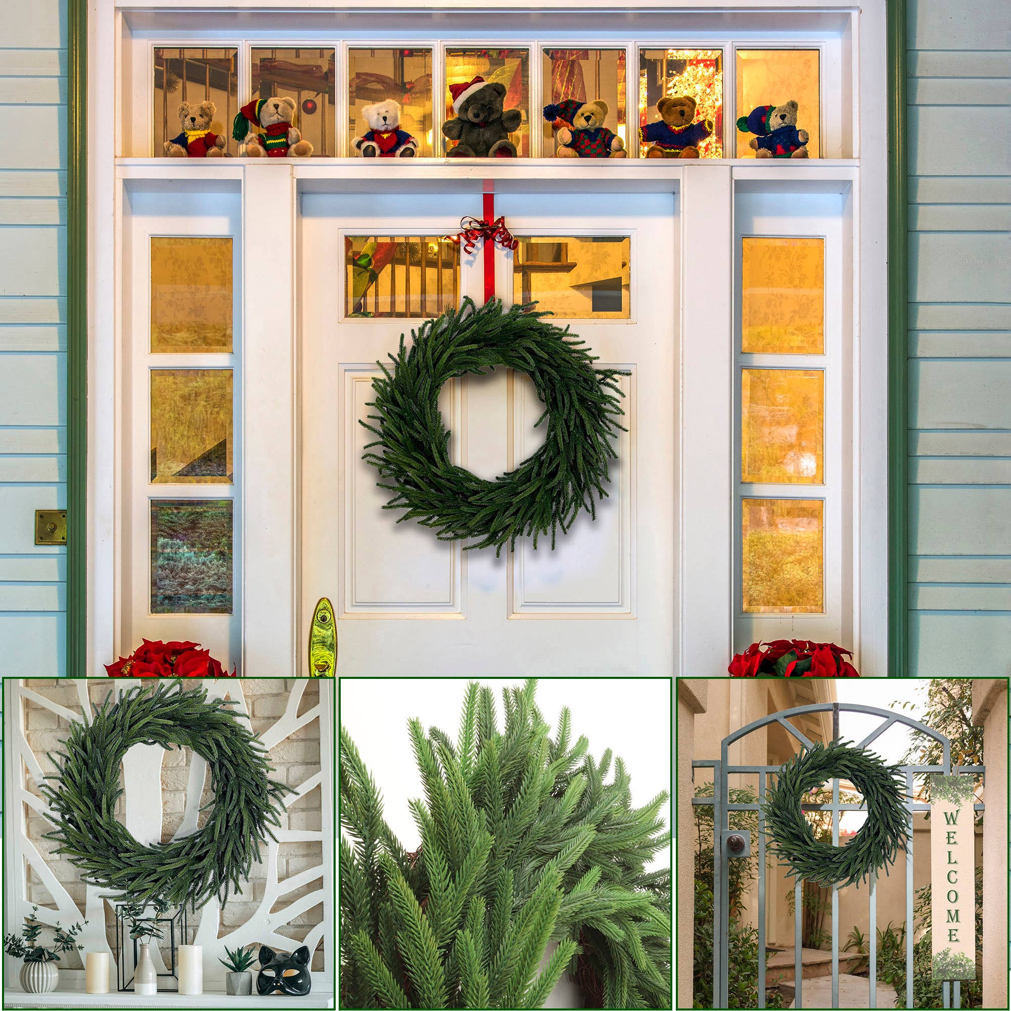 Larksilk – wholesale Wreath – 24” Real Touch Norfolk Christmas Wreath - Lifelike Decor5