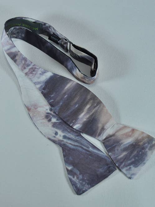 Silver Amber Bow TIe for wholesale by Melanie Audet Limited Editions, llc