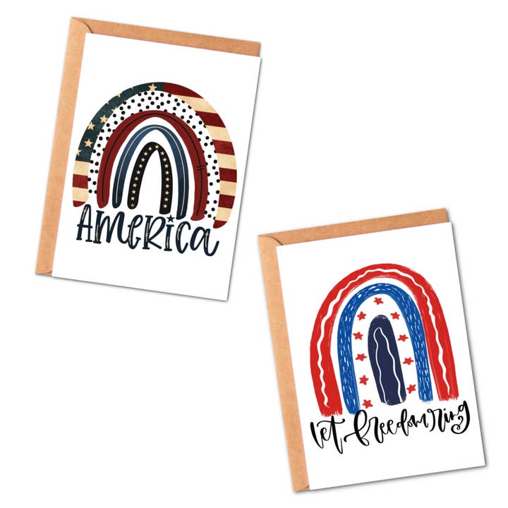 4th of July Rainbow Patriotic Holiday Greeting Card for wholesale by Simply Crafty