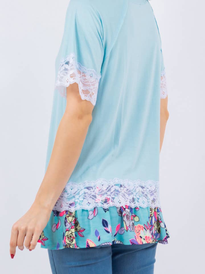 Celeste Clothing - Vente Tunique – femme - TUNIQUE FLORALE GRANDE TAILLE À SUPERPOSER AVEC DENTELLE -CT118194