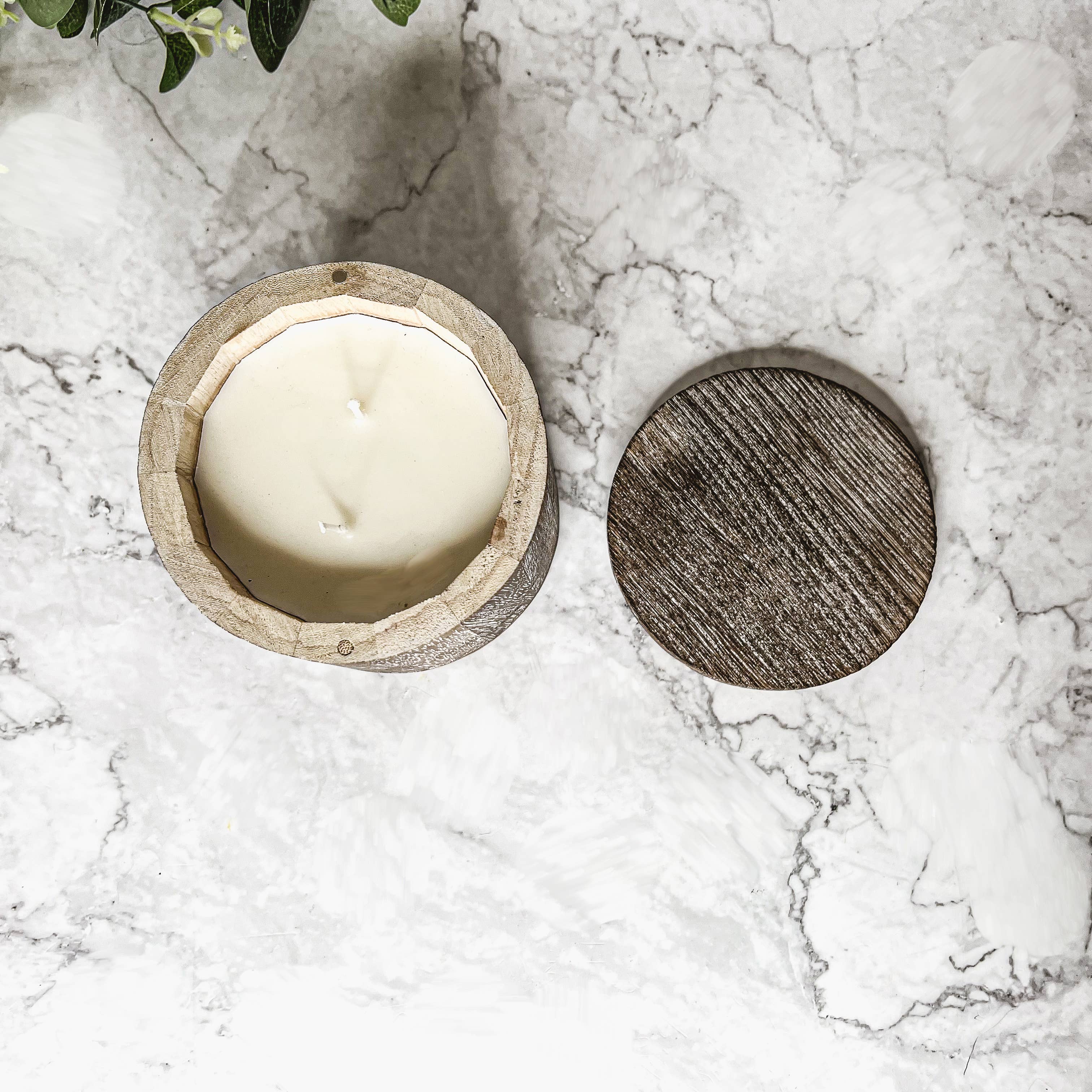 Gia Roma – wholesale Burkljus – Återanvändbar ljusvas i trä med lock, sojavax5