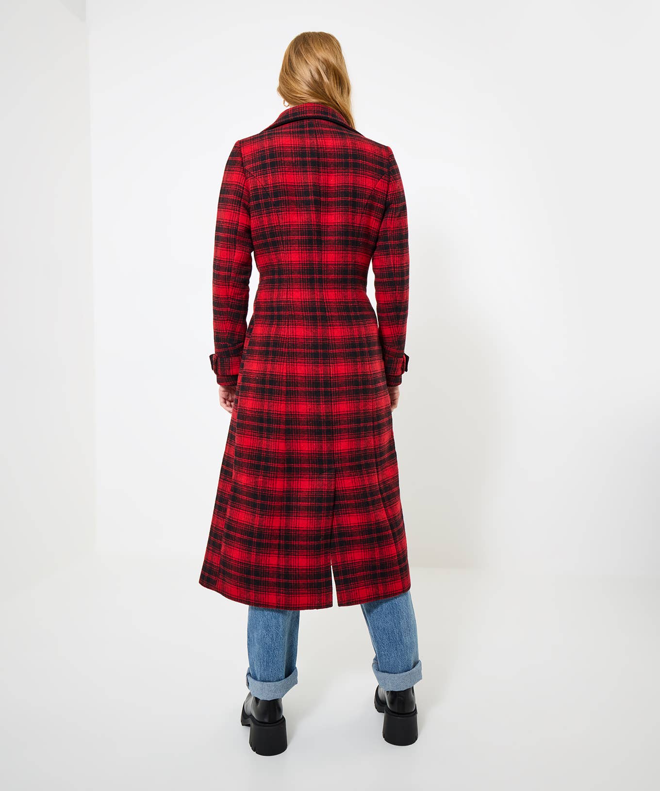 Red Suzi Check Maxi Coat for wholesale on Faire5