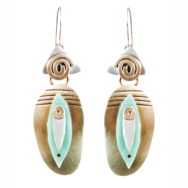 Splash of Delight Earrings Sterling, Brass, Polymer Clay USA for wholesale by Whitney Designs Ltd.