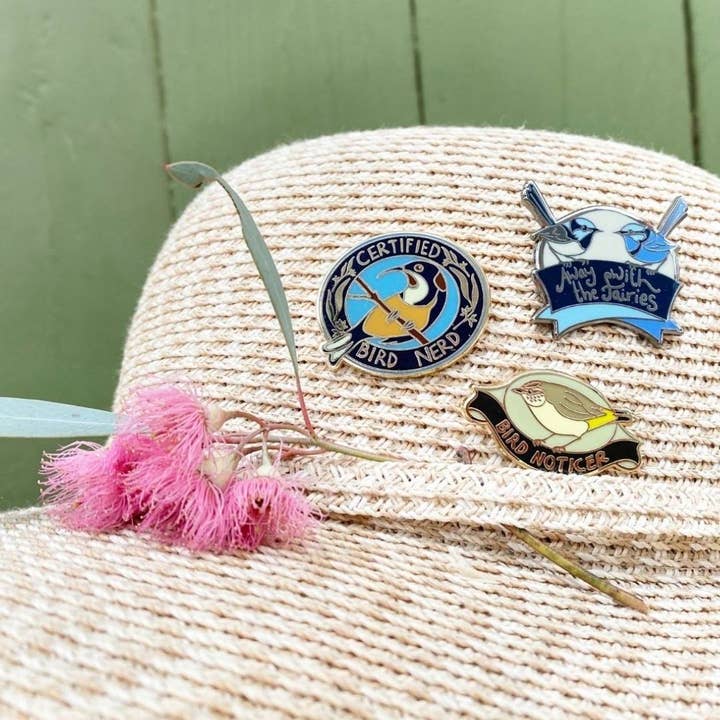 Bridget Farmer Printmaker - Wholesale Lapel pin/button - Certified Bird Nerd - Enamel Pin15