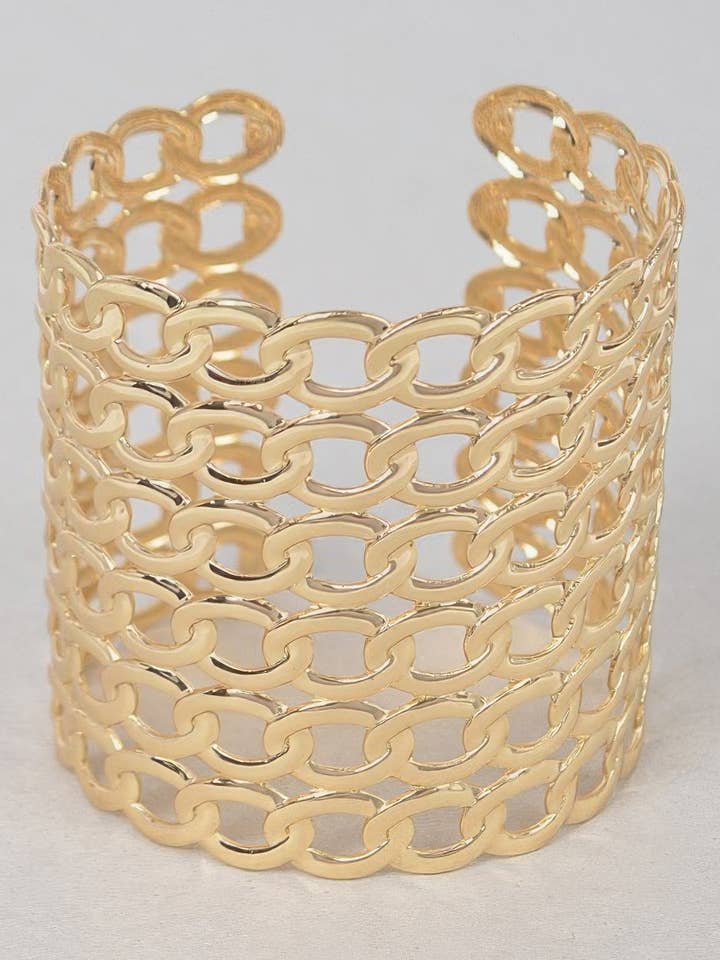 Wide Chain Metal Cuff Bracelet for wholesale by CC Wholesale Clothing