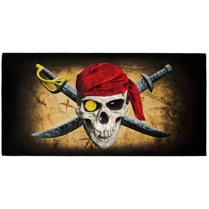 Pirate Beach Towel 30" x 60" Pirate Map Beach Towel for wholesale by Mermaid of Hilton Head