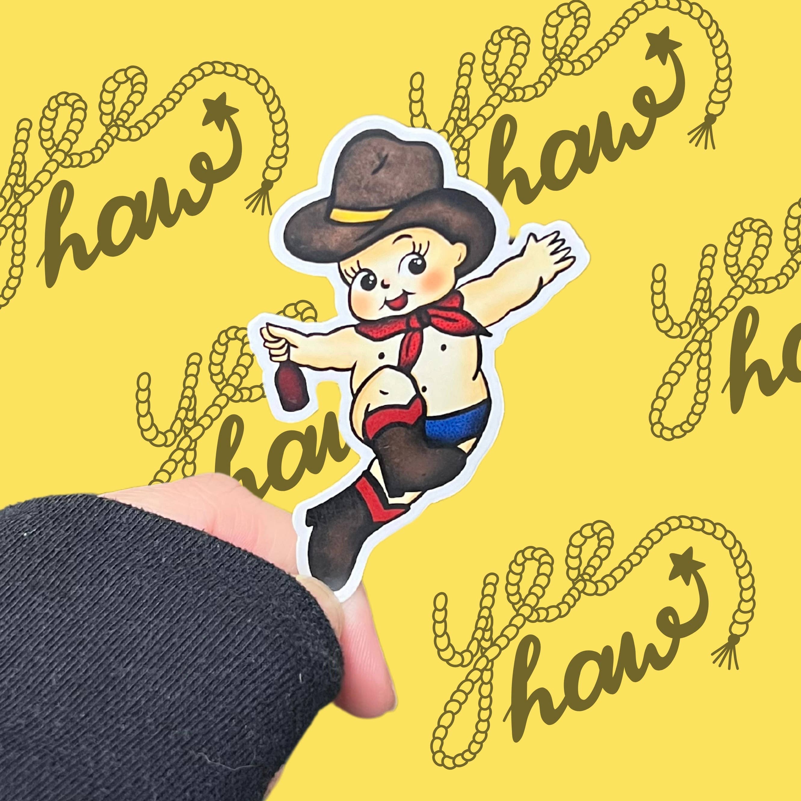 Seventh Eclectic - Vente Autocollant - Autocollant Kewpie Cowboy