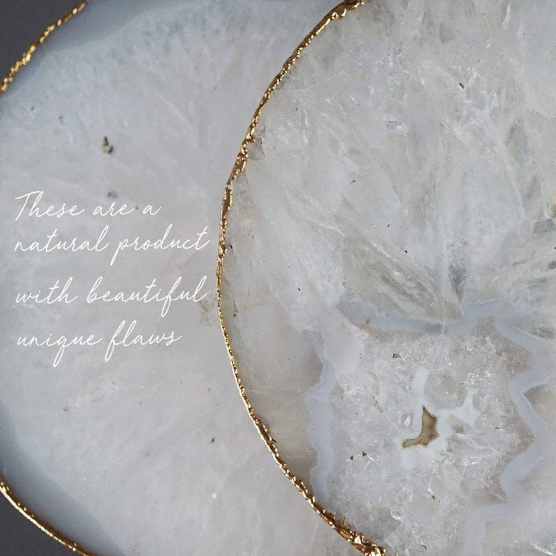 Nikita By Niki – wholesale Coasters – White Crystal Agate Coaster Set of 2 - 3 Colours5