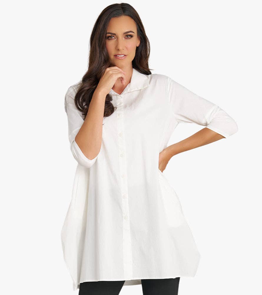 Stella Carakasi - Wholesale Tunic - Women's - Women's 3/4 Sleeve A-Line Cotton Poplin Tiburon Tunic Icon50