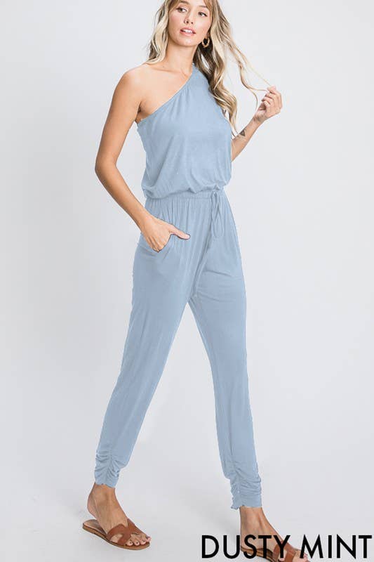 HEIMISH – wholesale Jumpsuit – Women's – SP1097-10 ONE SHOULDER SOLID JUMPSUIT WITH RUCHED13