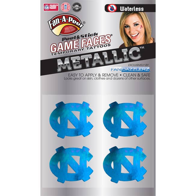 Tatuaggi temporanei Game Faces® della Carolina del Nord per la vendita all'ingrosso da parte di Fanapeel / Gamefaces