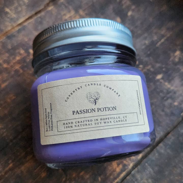 Passion Potion 8oz soy candle for wholesale by Coventry Candle Company