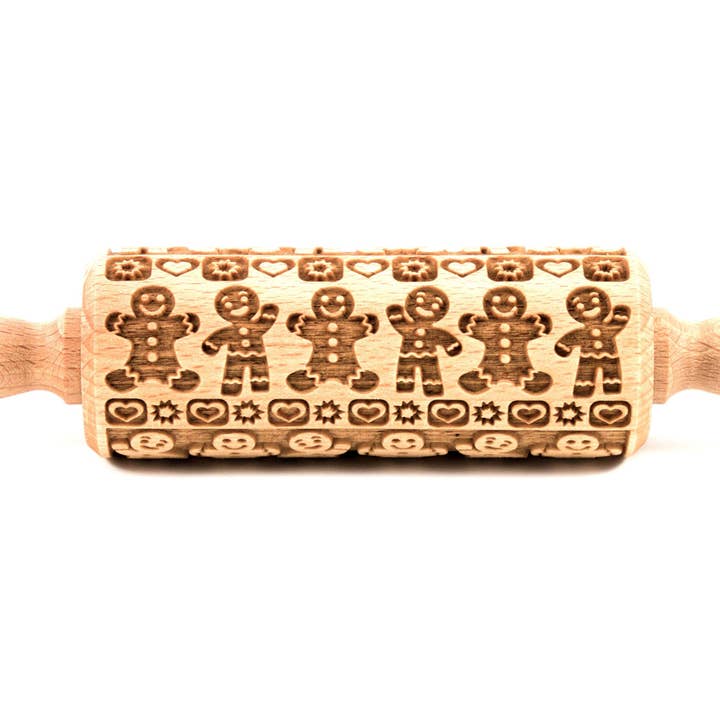 Folkroll Junior Nudelholz mit Lebkuchenmuster für den Großhandel von Folkroll