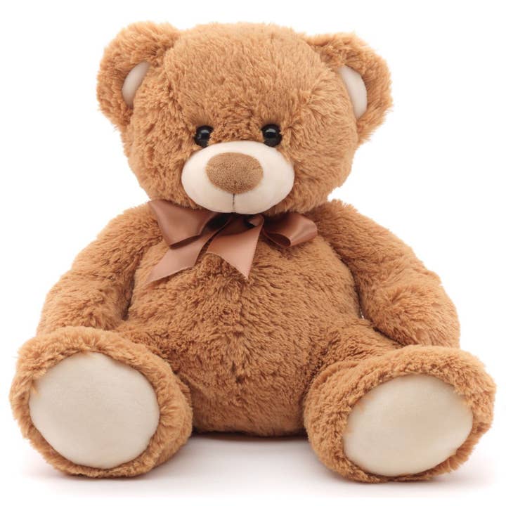 Uni Toys - Vente Peluche – enfant et bébé - Peluche avec nœud (marron clair) - doudouille/peluche