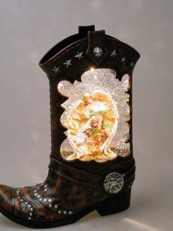 Cowboy Boots Snow Globe With a Angel Scene Inside for wholesale by Musicbox Kingdom
