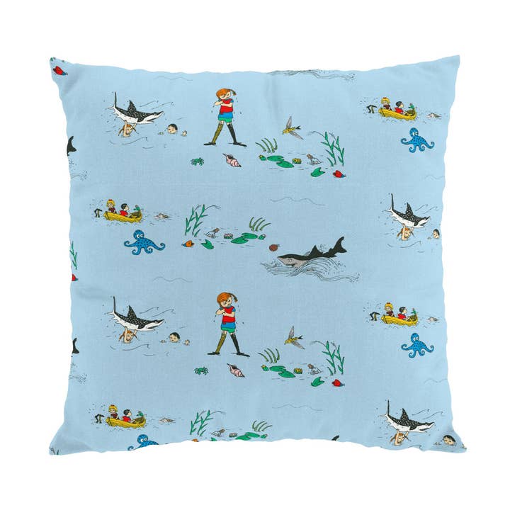 Pippi in the South Seas Blue Cushion Cover for wholesale by Arvidssons Textil