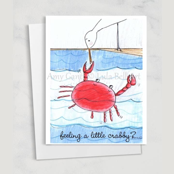 Get Well - Beach Crab Greeting Card for wholesale by Lula Bell Cards and Gifts