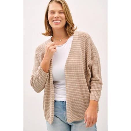 Curve Market - Wholesale Cardigan - Women's - PLUS SIZE STRIPE OPEN FRONT LONG SLEEVE CARDIGAN2