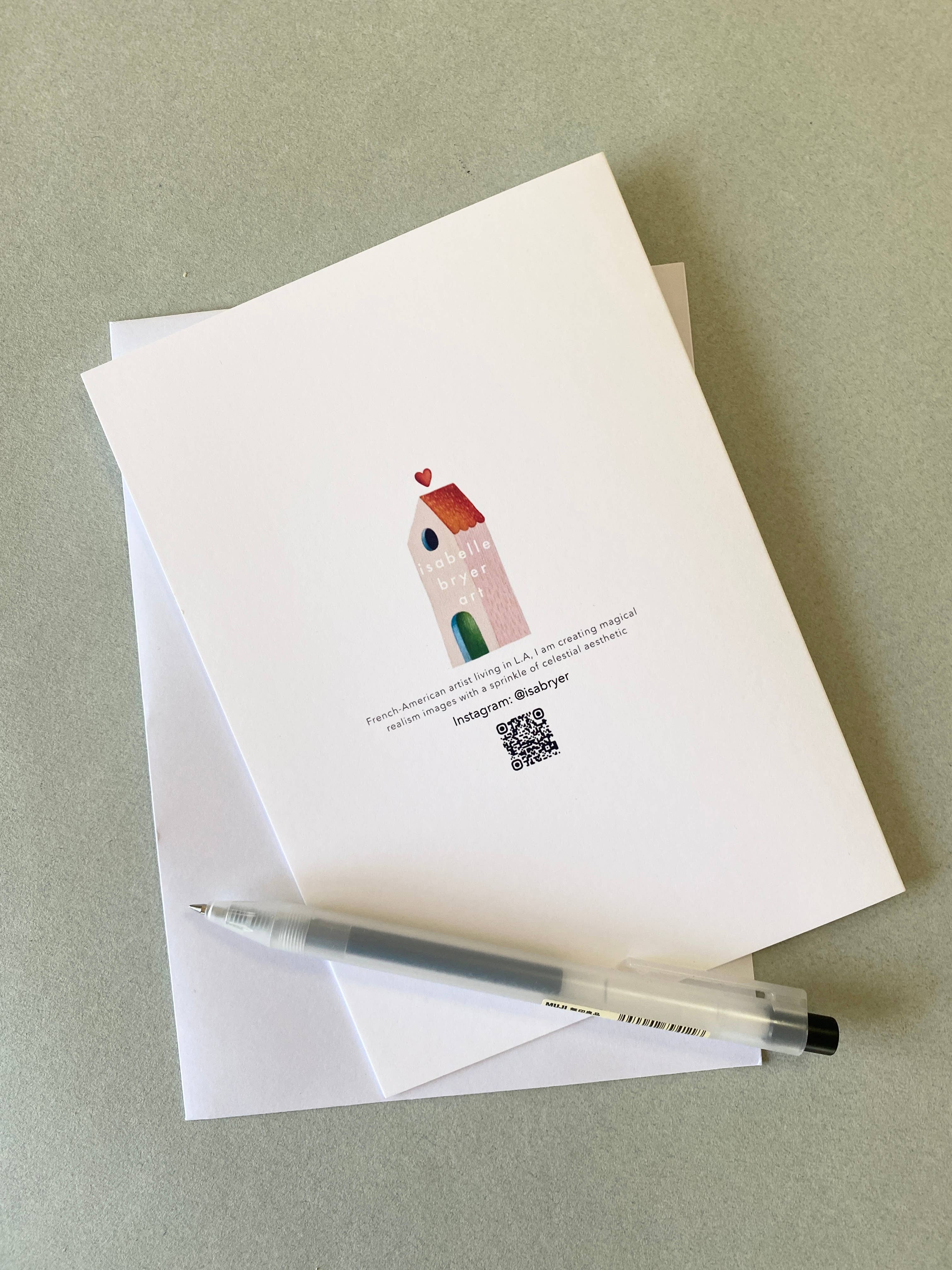 Isabelle Bryer Art - Vente Carte de vœux classique - Paix sur la Planète – Carte de Vœux Colombe Fantaisiste A73