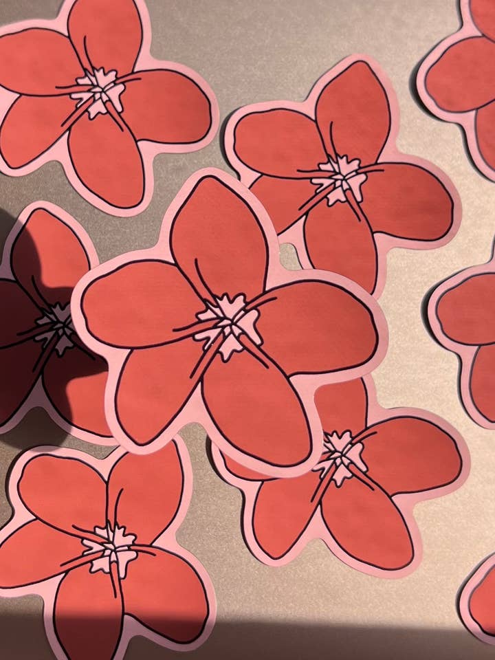 Pink Plumeria Flower Magnet, 3x3 in. for wholesale by LAZYBOYPRINTS