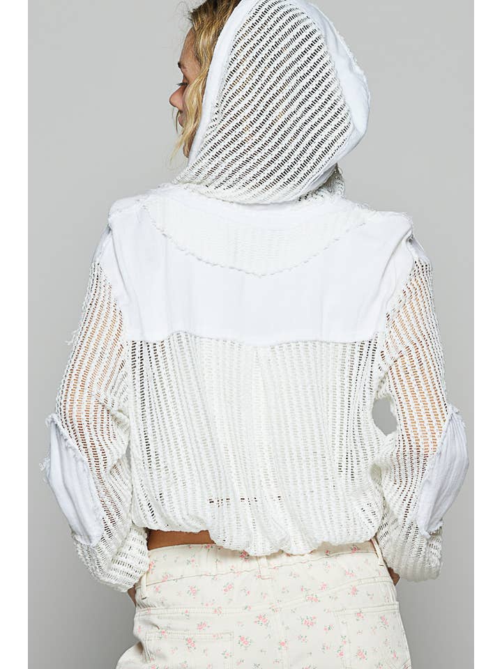 Pol Clothing - Vente Chemise à col boutonné – femme - Chemise à capuche en tricot ouvert avec poche boutonnée sur le devant en solde57