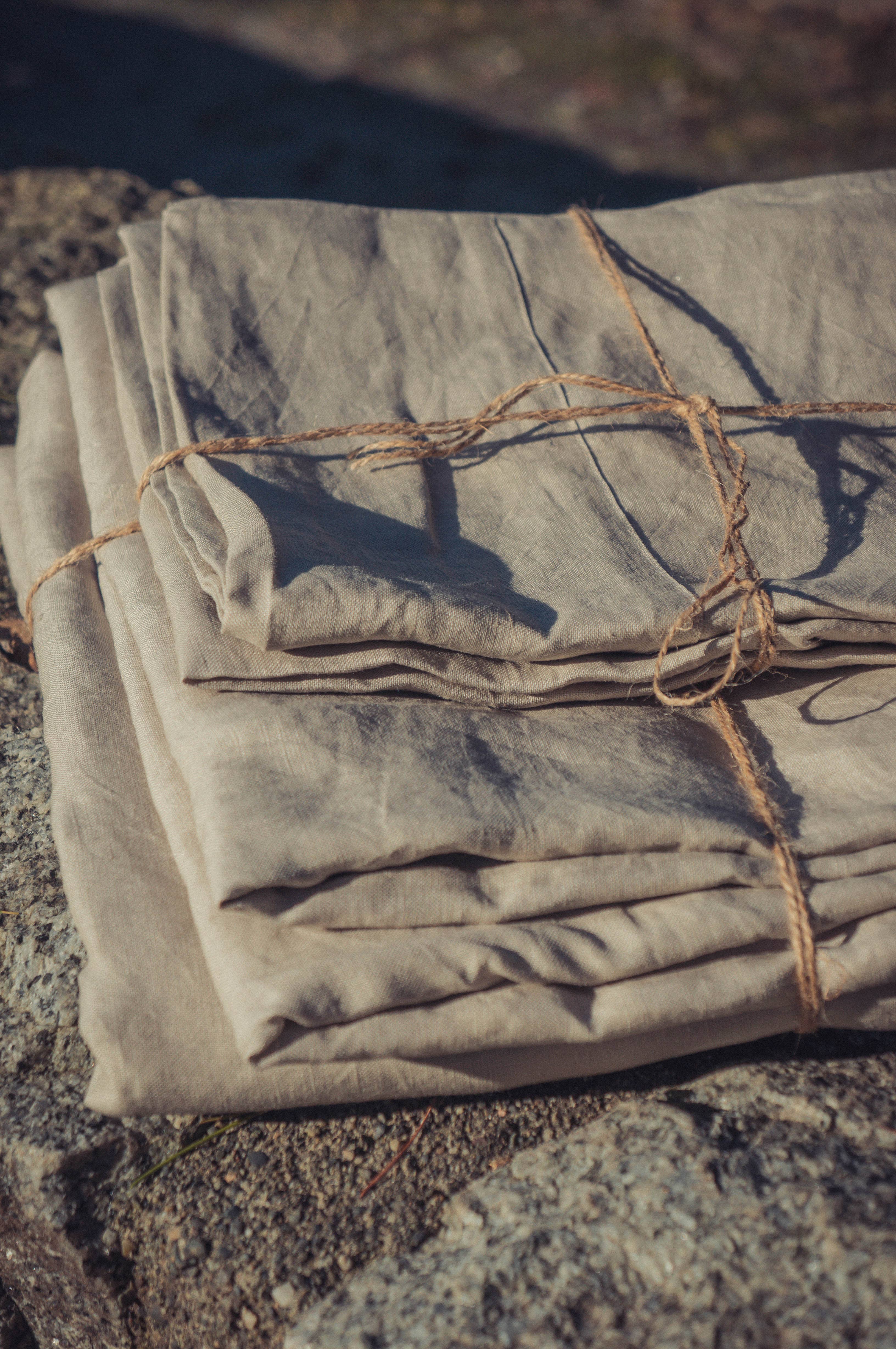 Q VITA - Vente Housses de couette - Ensemble de housse de couette en lin français (3PCS) - Avoine5