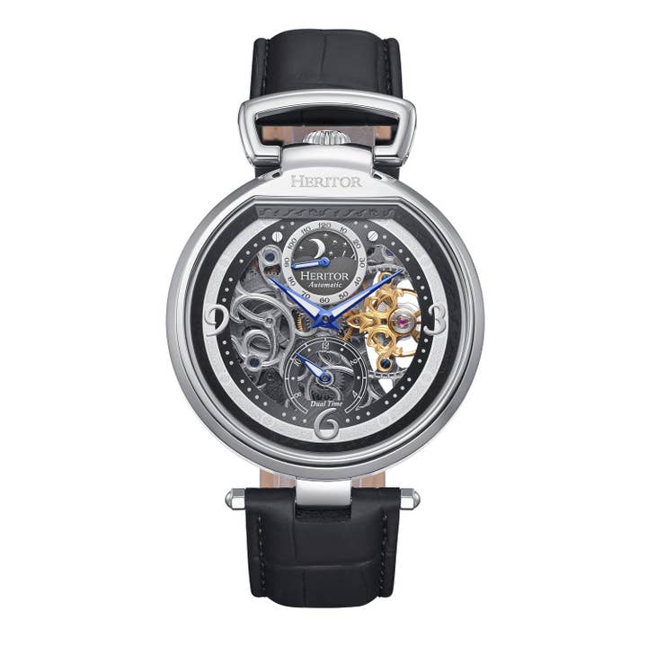 Heritor Automatic - Wholesale Wrist Watch - Men's - Heritor Automatic Lincoln Semi-Skeleton Leather-Band Watch