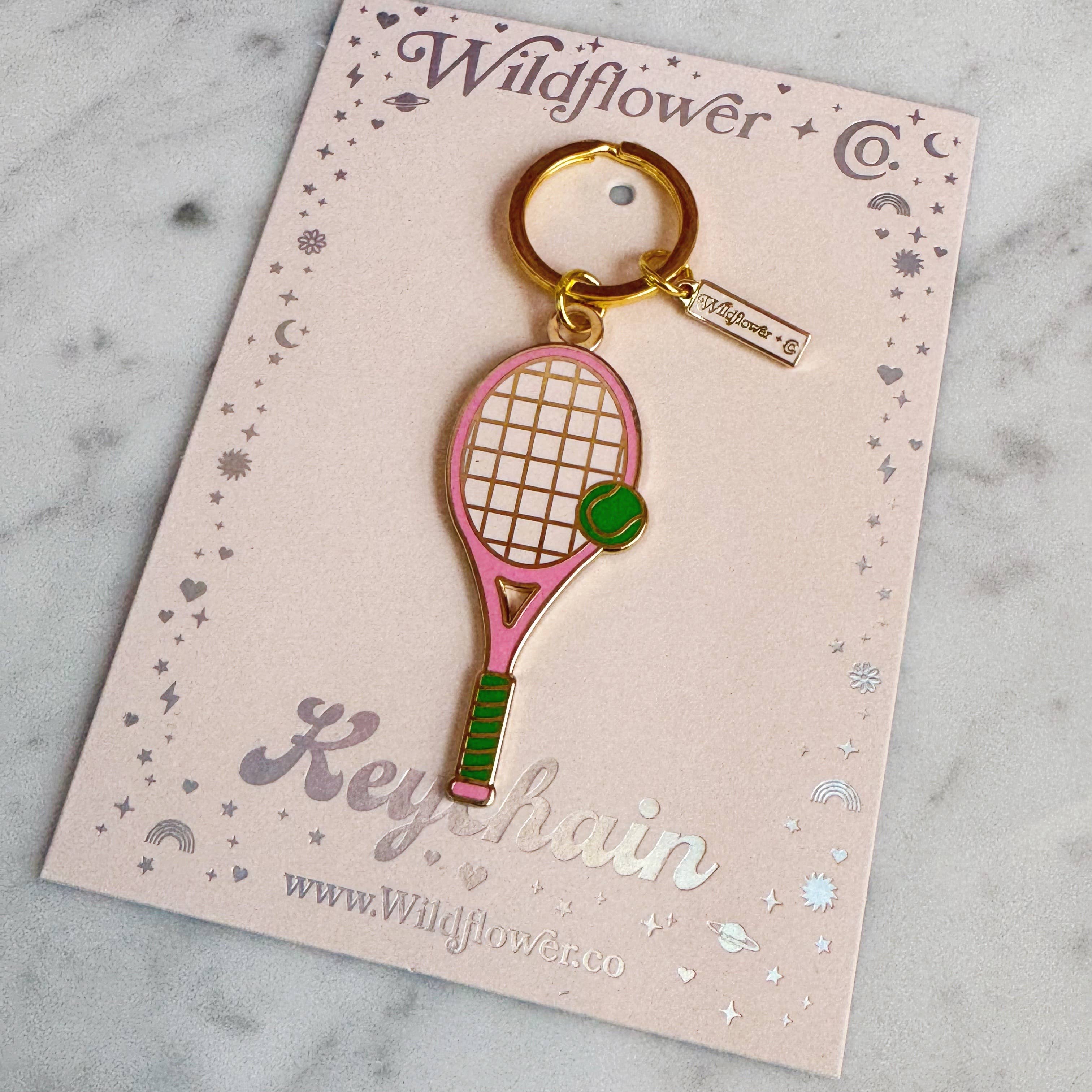 Wildflower + Co. - Wholesale Keychain - Women's - Tennis Racket Enamel Keychain, ALL COLORS2