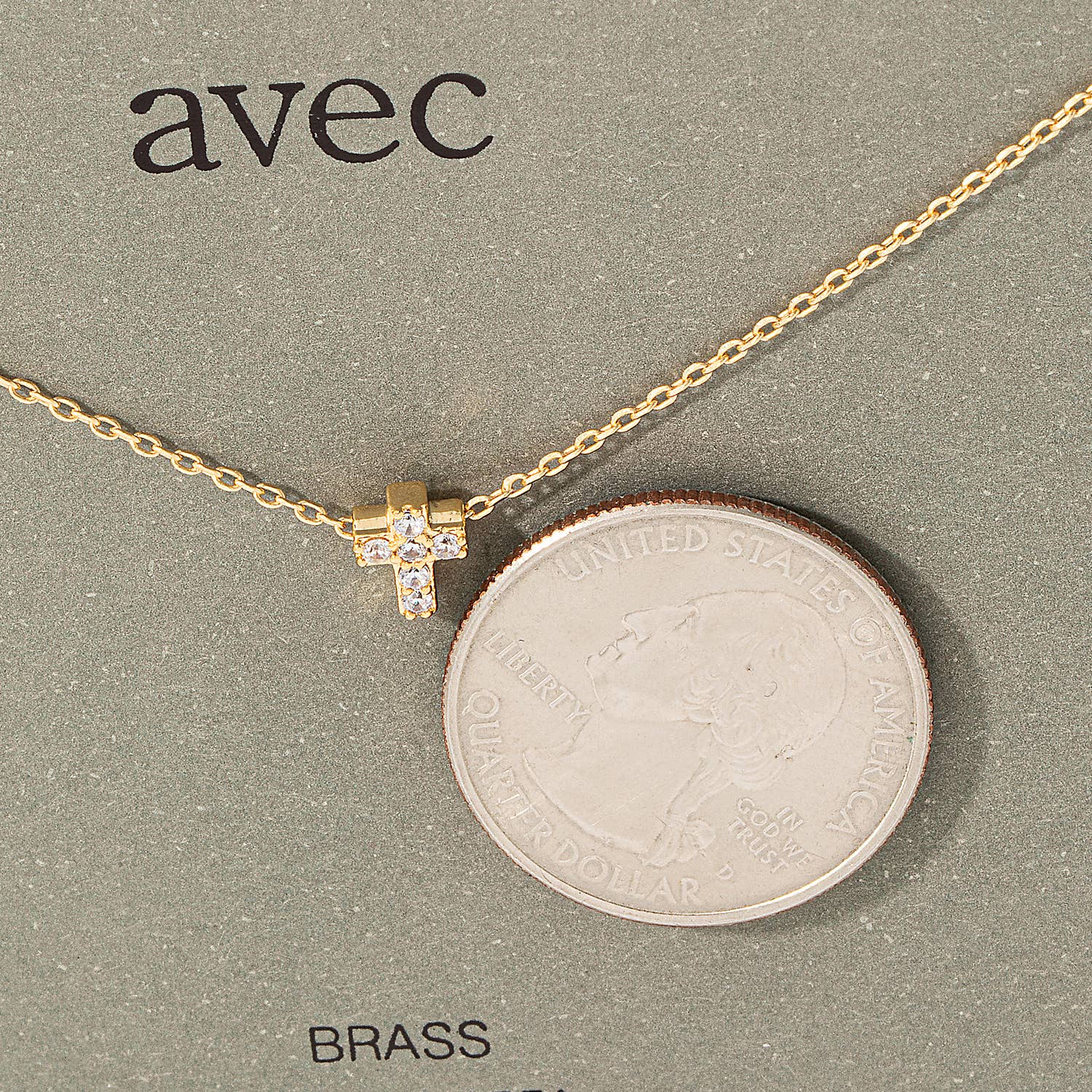 Fame Accessories - Wholesale Pendant/Charm Necklace - Mini Pave Cross Charm Necklace1