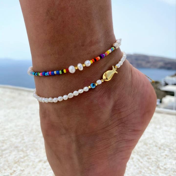 Christina Christi - Venta al por mayor Pulsera tobillera - Tobilleras de perlas y cuentas hechas a mano para mujer1