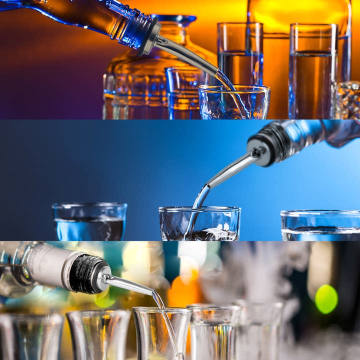 Zulay Kitchen - Wholesale Liquor Dispenser - Stainless Steel Liquor Pourers with Rubber Dust Caps16