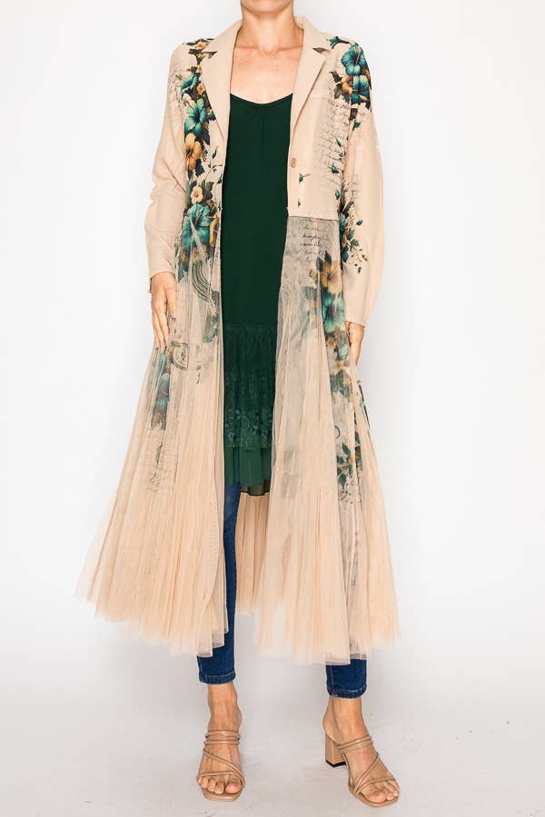 HIBISCUS Chic Contrast Longline Blazer Jacket With Mes4773TP-HIBISCUS for wholesale on Faire0