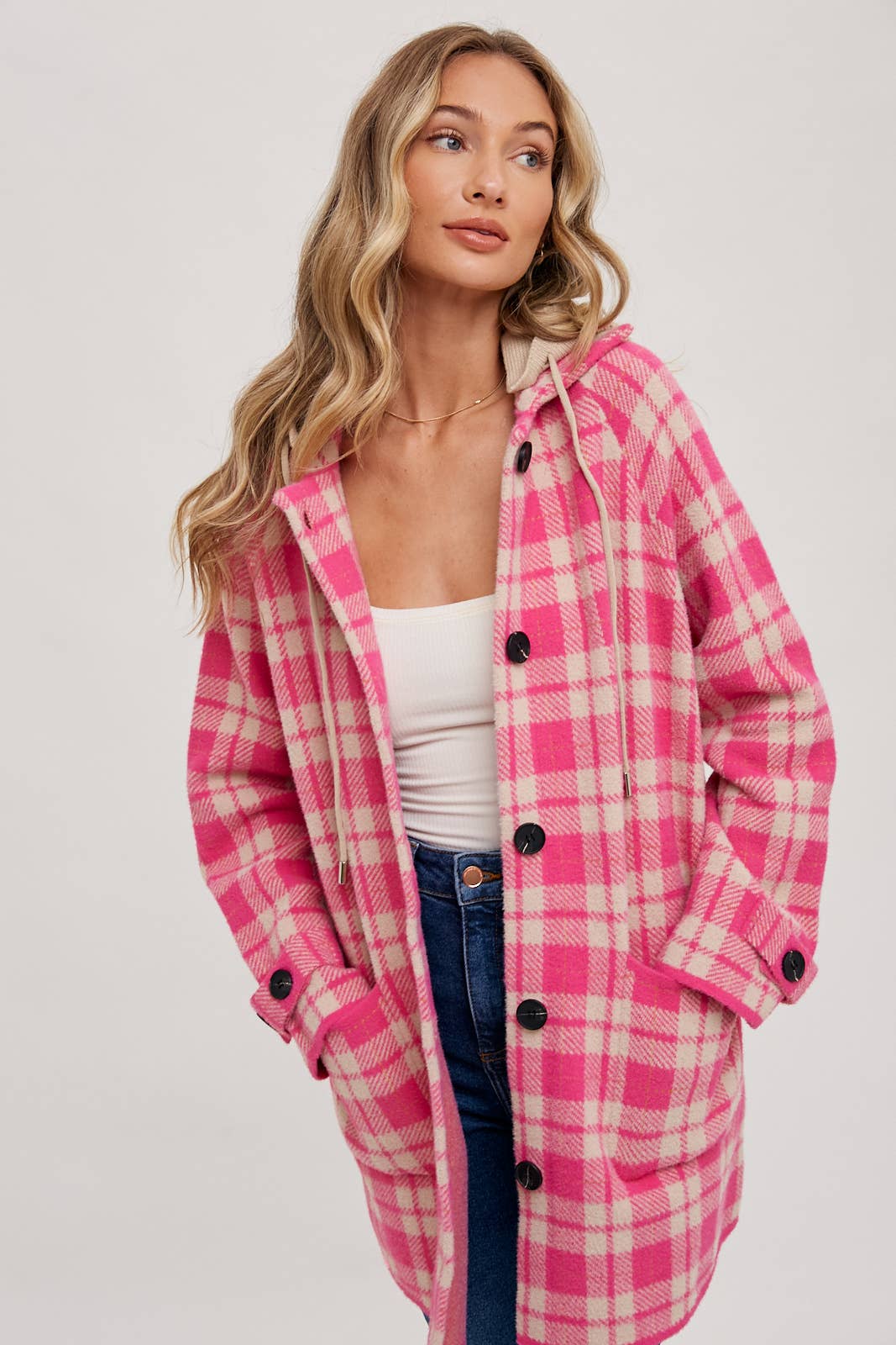Bluivy - Wholesale Jacket - Women's - PLAID HOODIE JACKET3