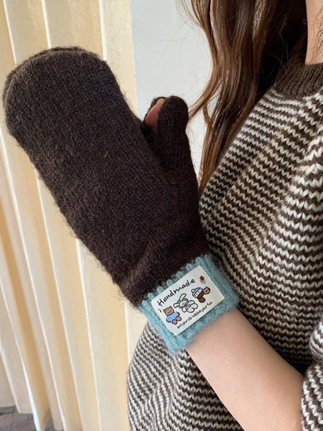 Funkyrel® Atzbranding Limited - Venta al por mayor Manoplas - Mujer - Gloving - Classic Color-Block Full-Cover Knitted Mittens13