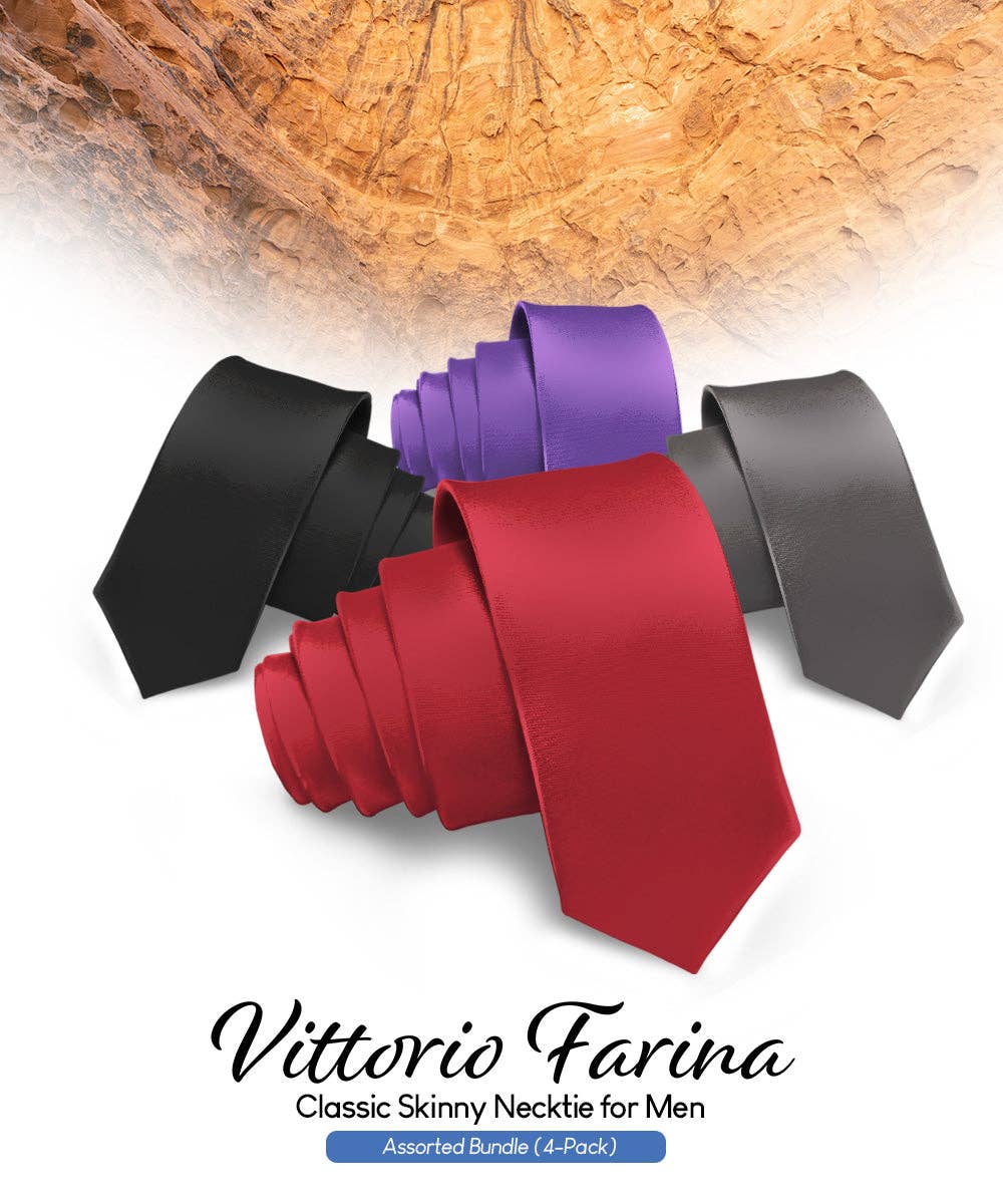 Dubal Brothers - Vente Cravate – homme - Cravate fine unie (4 paquets) par Vittorio Farina15