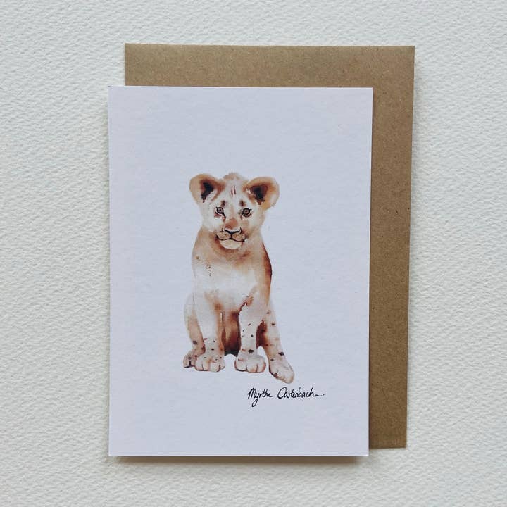 Carte Petit lion pour la vente par Myrthe Oostenbach Art