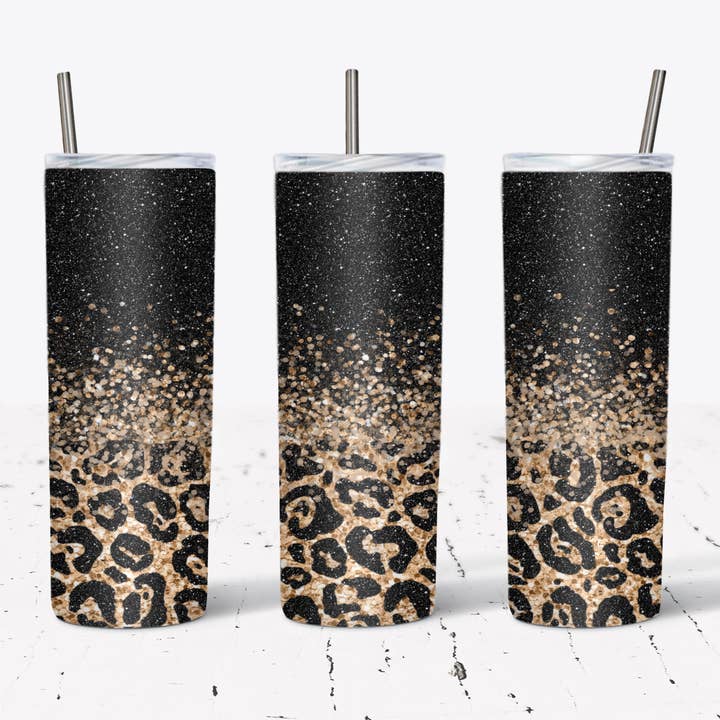Gobelet Léopard à Paillettes Dorées pour la vente par Wicked Flower Creations