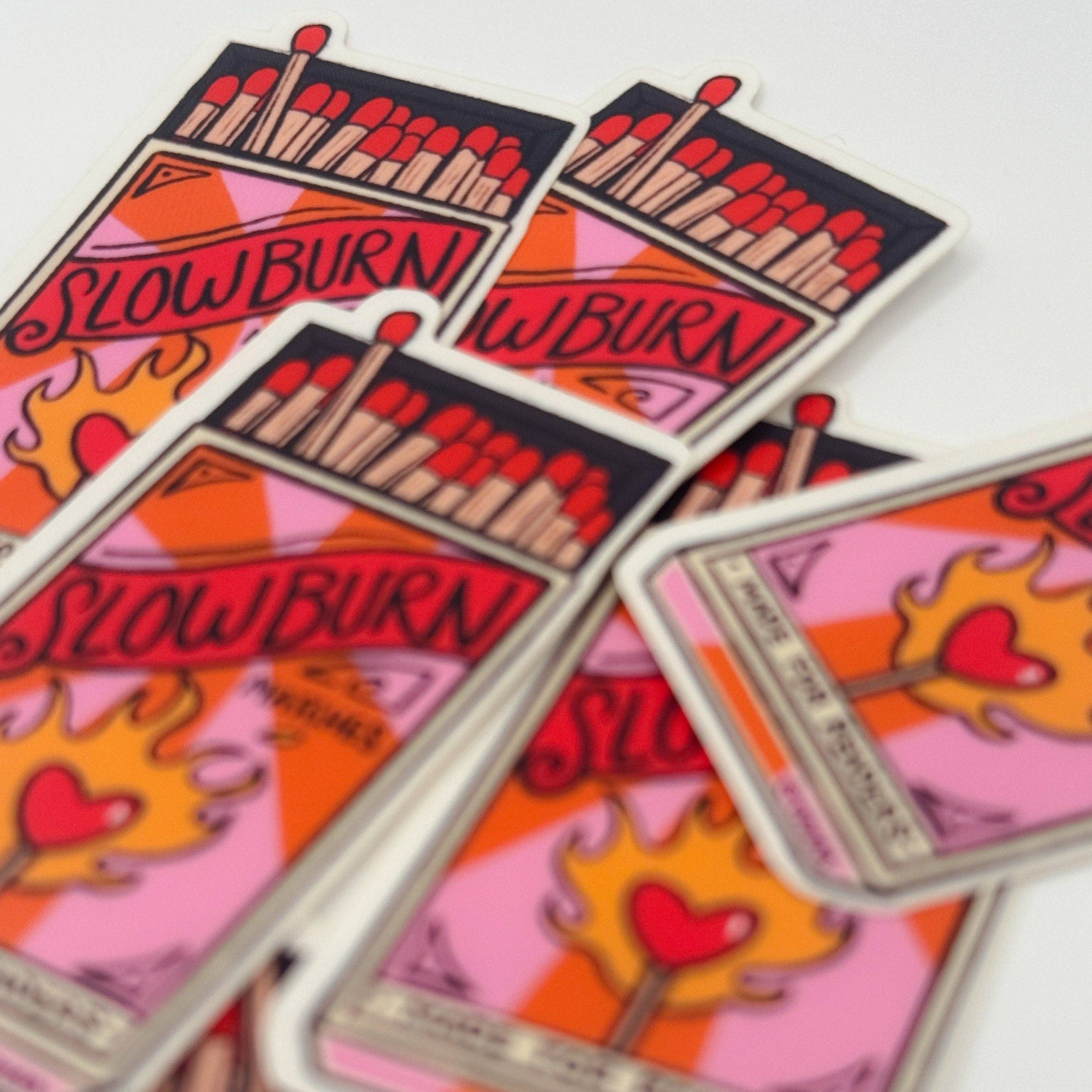 Art by Viva - Wholesale Sticker - Slow Burn - Bookish Tropes | Clear Matte Sticker | Bookish Stickers, bookish art, bookish merch, kindle stickers4