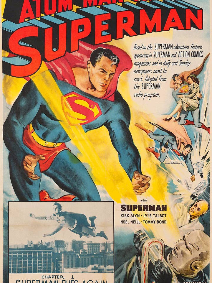Atom Man vs. Superman Vintage Superhelden Filmposter voor wholesale door Keep Calm Collection