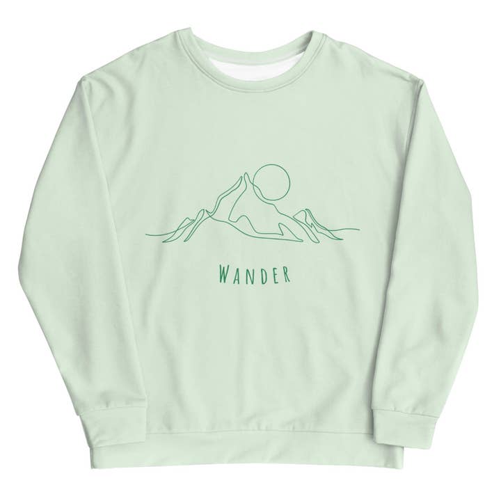 Chandail unisexe Mountain Wanderer - Vert pour la vente par Wander Trails