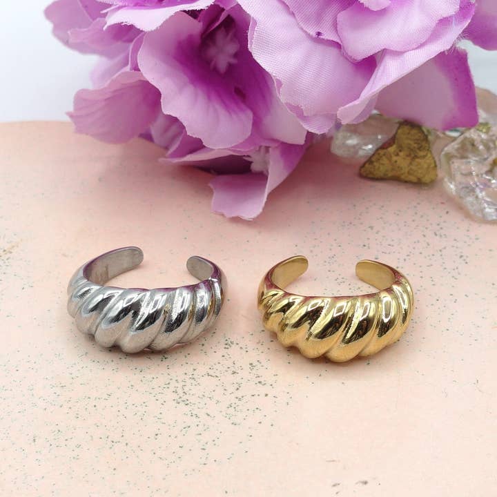 Daemon srls - Wholesale Band/Stacked Ring - QUINN - ACCIAIO INOSSIDABILE ~ ANELLO BOMBATO FORMA CROISSANT5