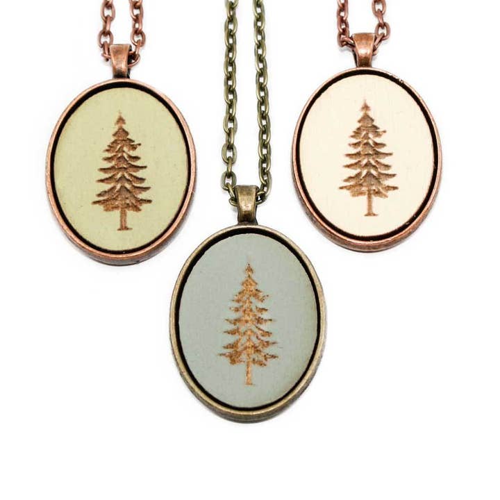 Small Cameo Pendant - Fir Tree for wholesale by Once Again Sam