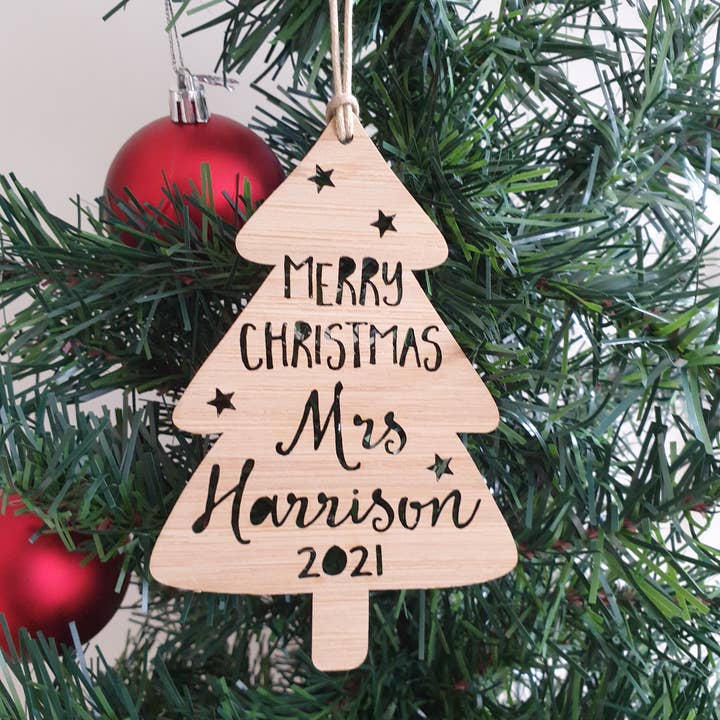 Little Birdy Finds - Wholesale Ornament - Personalised 'Merry Christmas' Christmas Tree Decoration