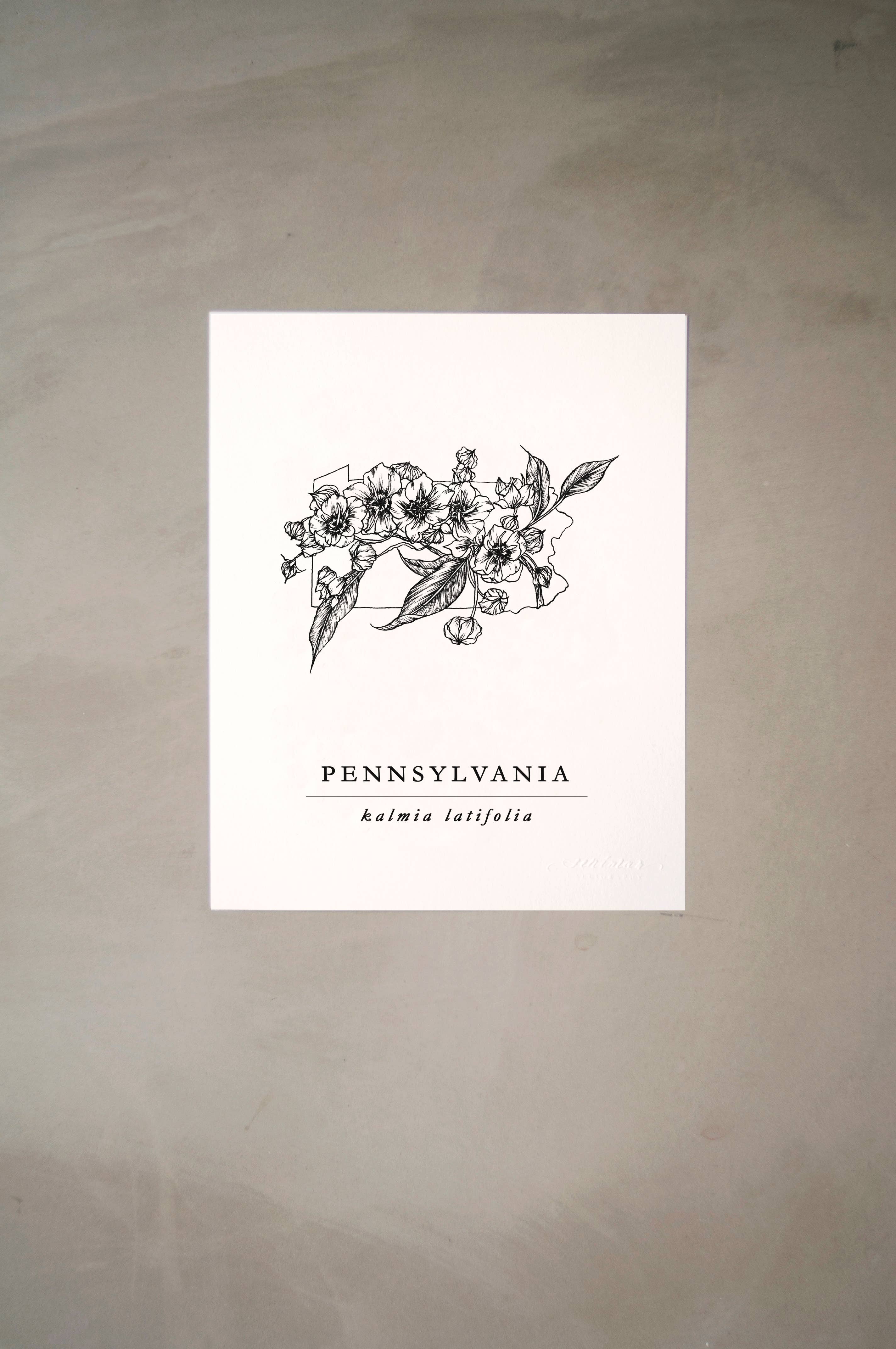 Seniman Calligraphy - Wholesale Art Print - Pennsylvania Mountain Laurel Artprint2