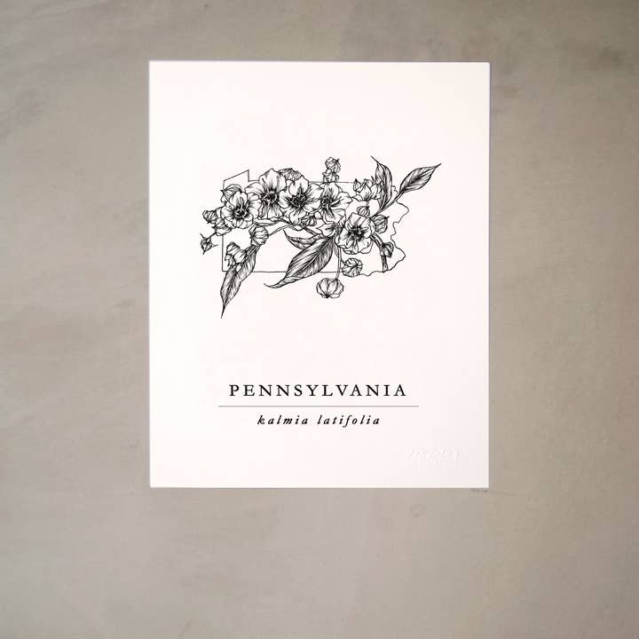 Seniman Calligraphy - Wholesale Art Print - Pennsylvania Mountain Laurel Artprint2